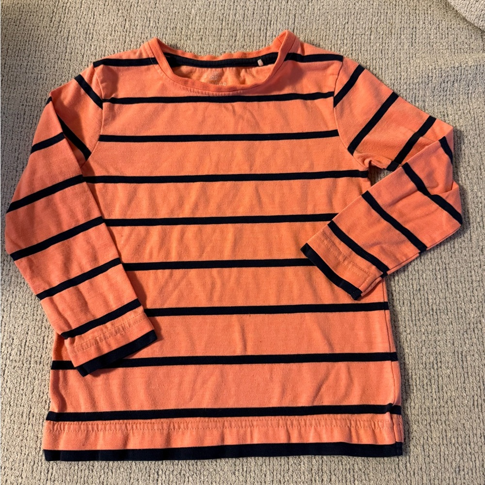 Orange and Black Long Sleeve Striped Tee